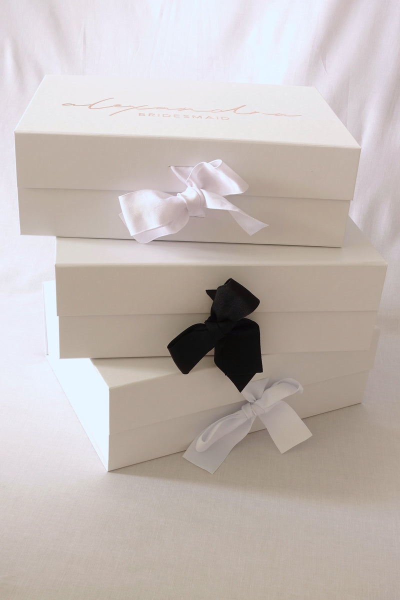 Classic Bridesmaid Gift Box with Black Ribbon - Large - Style 2