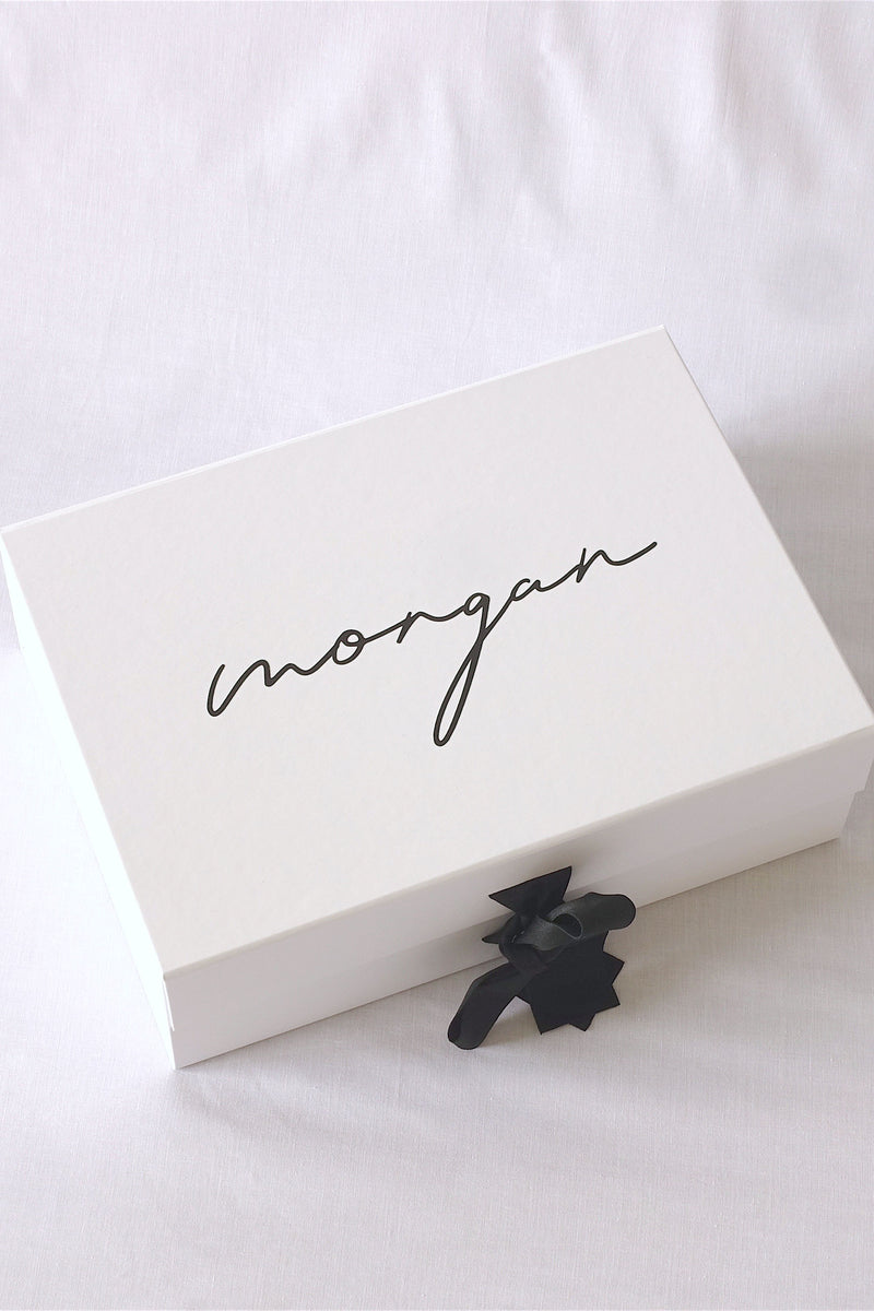 Classic Bridesmaid Gift Box with Black Ribbon - Large