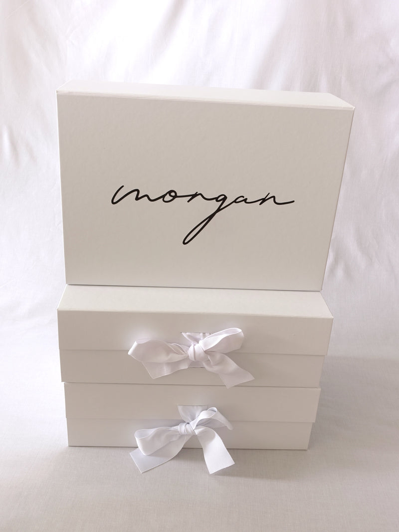 Classic Bridesmaid Gift Box with Black Ribbon - Large