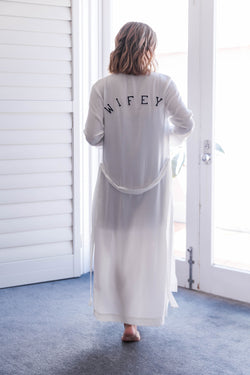 Luna Long Bridal Robe in White