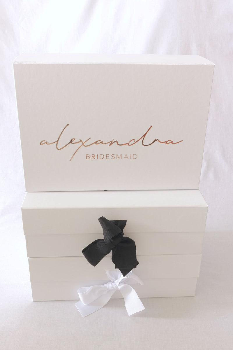 Classic Bridesmaid Gift Box with Black Ribbon - Large - Style 2