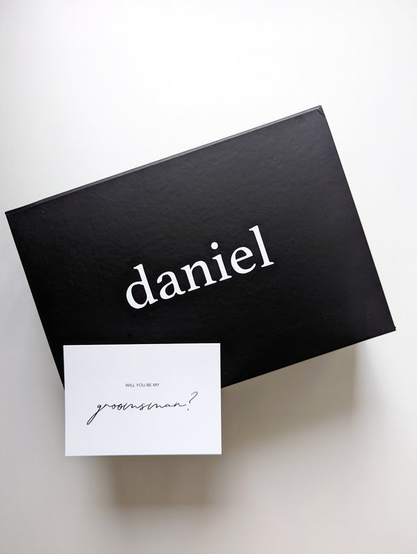 Groomsman Custom Personalised Black Gift Box with Ribbon - Large