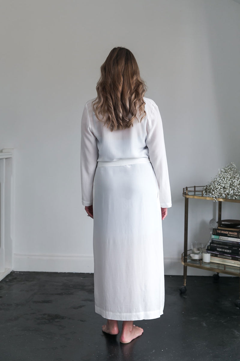 Luna Long Bridal Robe in White