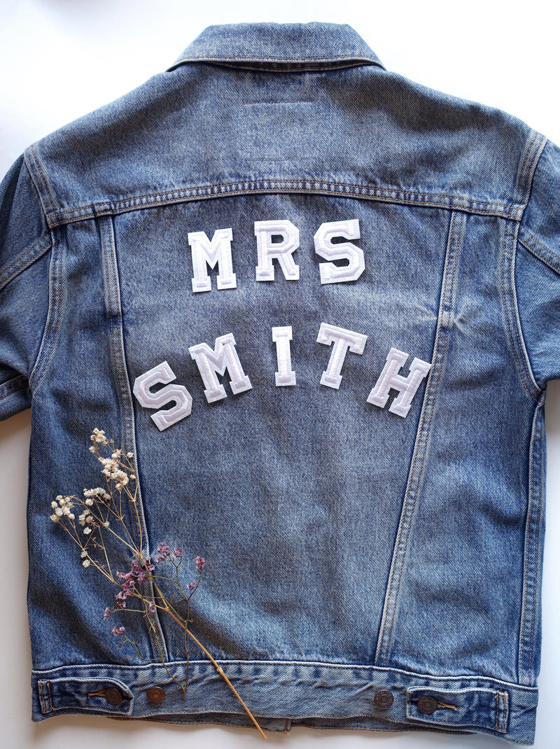 Mrs Surname Set - Iron On Letter Set White