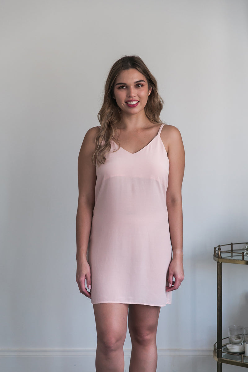 Blush pink slip dress sale