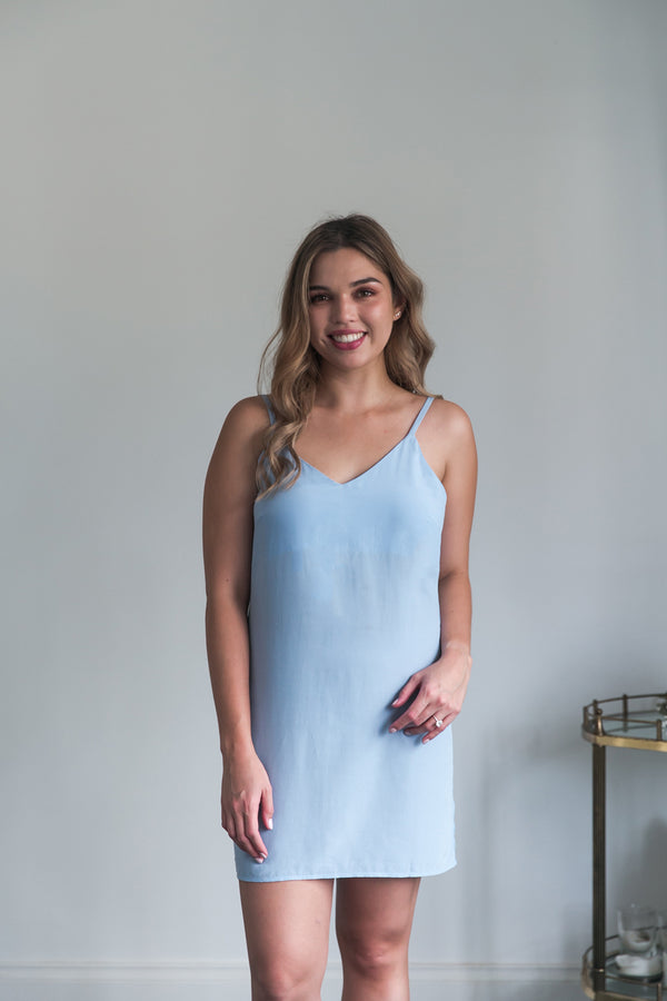 Sena Slip Dress in Powder Blue