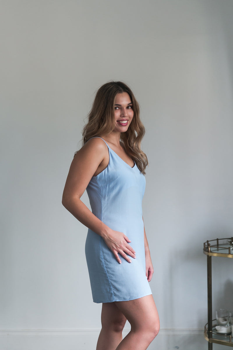 Sena Slip Dress in Powder Blue