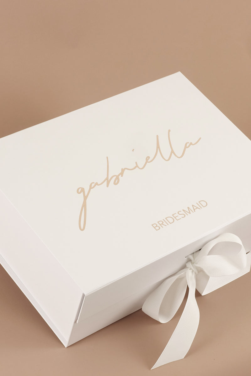 Classic Bridesmaid Gift Box with White Ribbon - Large - Style 2