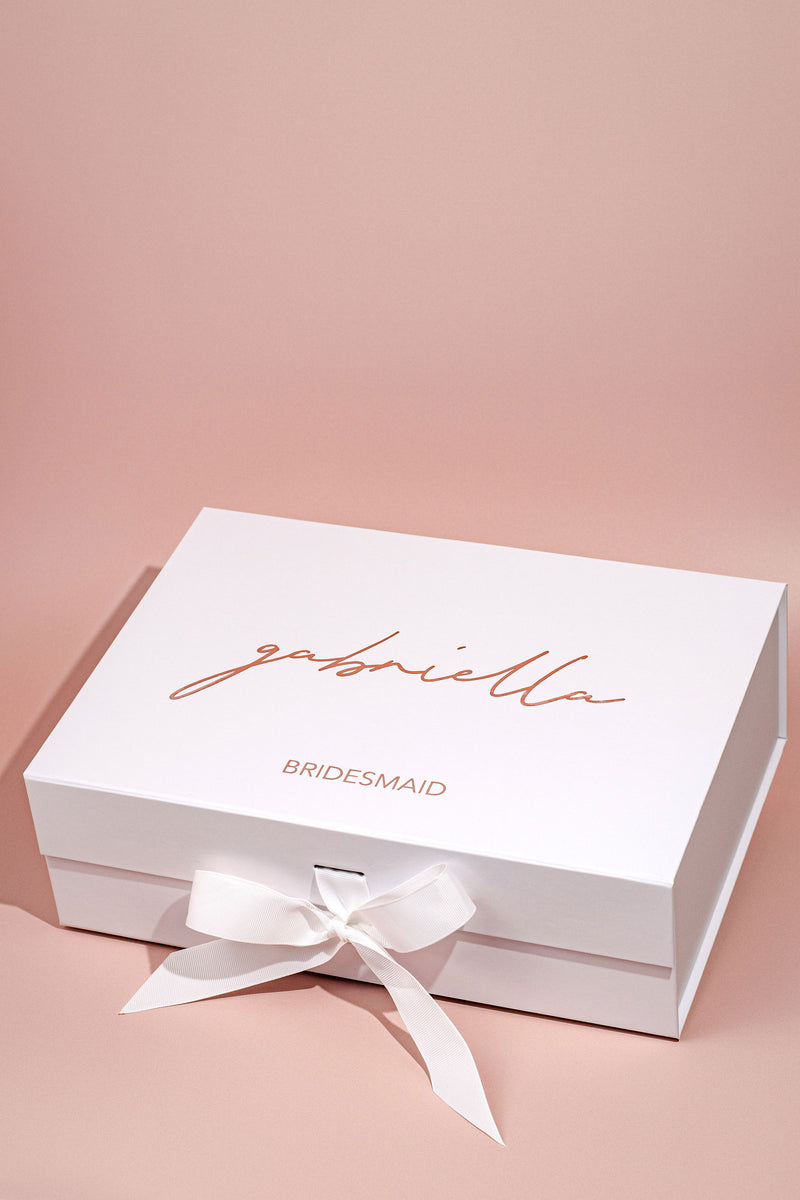 Classic Bridesmaid Gift Box with White Ribbon - Large - Style 2