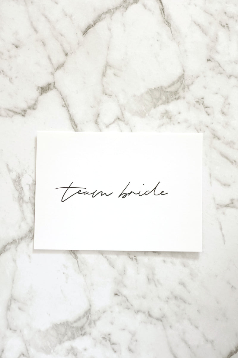 Team Bride Post Card - Black